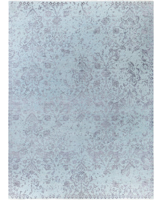 Traditional Abstarct Wool, Silk Hand Knotted Light Blue Area Rug 9' 0" x 12' 1"