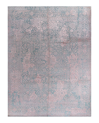 Traditional Ikat Hand Knotted Abstract Silk & Wool Blend Gray Area Rug 9' 1" x 11' 10"