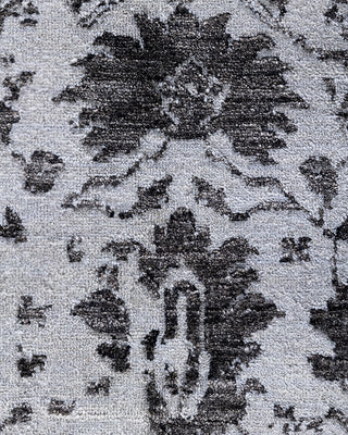 Traditional Ikat Hand Knotted Abstract Silk & Wool Blend Gray Area Rug 8' 1" x 10' 2"