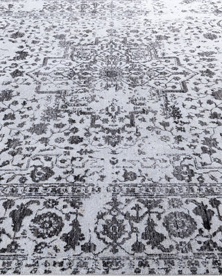 Traditional Ikat Hand Knotted Abstract Silk & Wool Blend Gray Area Rug 8' 1" x 10' 2"