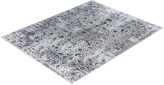 Traditional Ikat Hand Knotted Abstract Silk & Wool Blend Gray Area Rug 8' 1" x 10' 2"