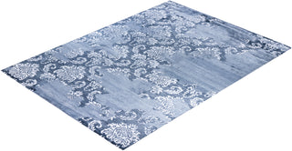 Contemporary Modern Hand Knotted Abstract Silk Gray Area Rug 8' 10" x 12' 1"