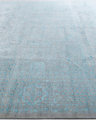 Traditional Ikat Hand Knotted Oriental Silk & Wool Blend Gray Area Rug 9' 0" x 12' 0"