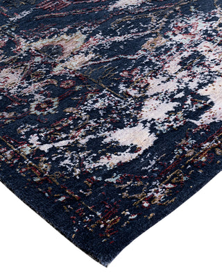 Traditional Ikat Hand Knotted Abstract Silk & Wool Blend Black Area Rug 8' 0" x 9' 10"