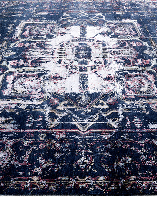 Traditional Ikat Hand Knotted Abstract Silk & Wool Blend Black Area Rug 8' 0" x 9' 10"