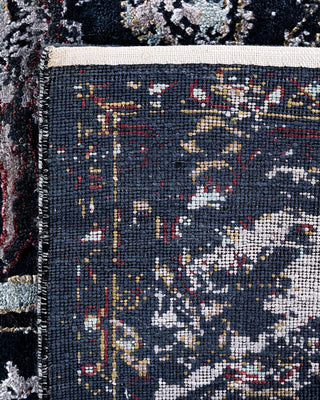 Traditional Ikat Hand Knotted Abstract Silk & Wool Blend Black Area Rug 8' 0" x 9' 10"