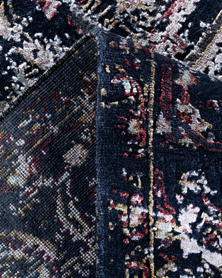 Traditional Ikat Hand Knotted Abstract Silk & Wool Blend Black Area Rug 8' 0" x 9' 10"