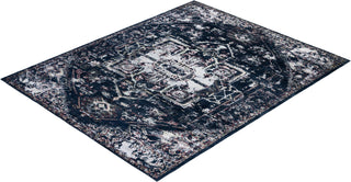 Traditional Ikat Hand Knotted Abstract Silk & Wool Blend Black Area Rug 8' 0" x 9' 10"