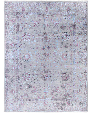 Traditional Abstarct Wool, Silk Hand Knotted Gray Area Rug 9' 1" x 12' 0"
