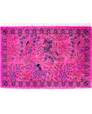 Overdyed Hand-Knotted Wool Modern-Contemporary Pink Area Rug 2' 2" x 3' 3"