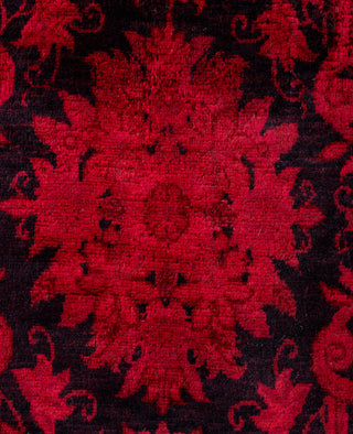 Contemporary Overdyed Wool Hand Knotted Red Runner 2' 7" x 12' 2"