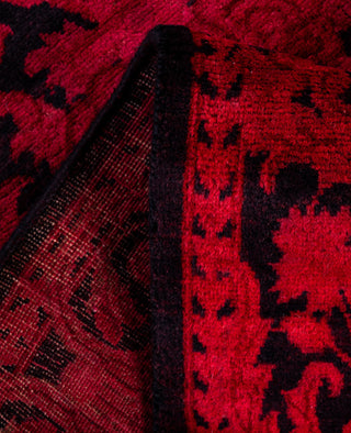 Contemporary Overdyed Wool Hand Knotted Red Runner 2' 7" x 12' 2"