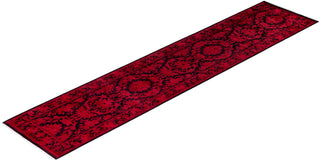 Contemporary Overdyed Wool Hand Knotted Red Runner 2' 7" x 12' 2"