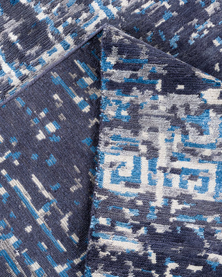 Contemporary Modern Hand Knotted Abstract Silk & Wool Blend Gray Area Rug 9' 1" x 11' 10"