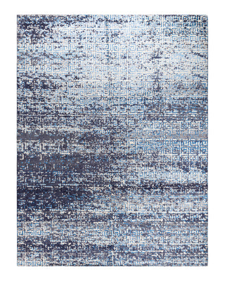 Contemporary Modern Hand Knotted Abstract Silk & Wool Blend Gray Area Rug 9' 1" x 11' 10"