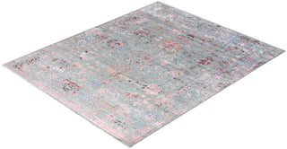 Traditional Ikat Hand Knotted Abstract Silk & Wool Blend Gray Area Rug 8' 2" x 9' 10"