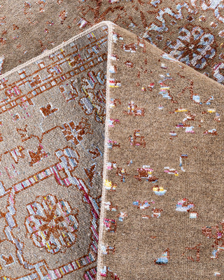 Traditional Ikat Hand Knotted Abstract Silk & Wool Blend Brown Area Rug 8' 0" x 10' 0"
