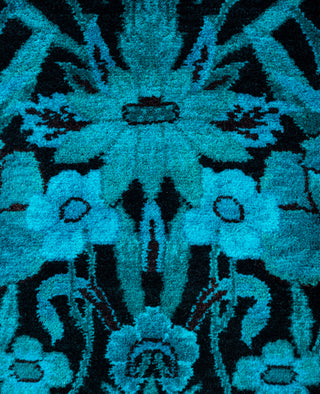 Contemporary Overdyed Wool Hand Knotted Black Runner 2' 7" x 10' 8"