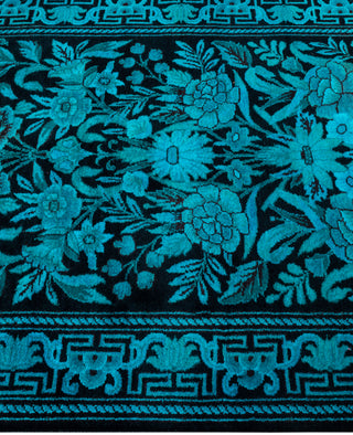 Contemporary Overdyed Wool Hand Knotted Black Runner 2' 7" x 10' 8"