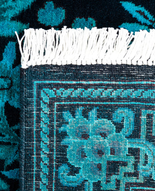 Contemporary Overdyed Wool Hand Knotted Black Runner 2' 7" x 10' 8"