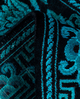Contemporary Overdyed Wool Hand Knotted Black Runner 2' 7" x 10' 8"