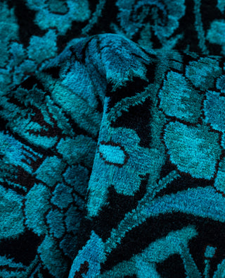 Contemporary Overdyed Wool Hand Knotted Black Runner 2' 7" x 10' 8"