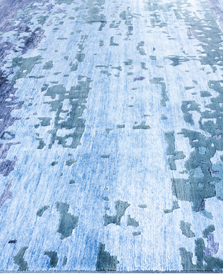 Contemporary Abstarct Silk, Wool Hand Knotted Gray Area Rug 9' 0" x 12' 4"