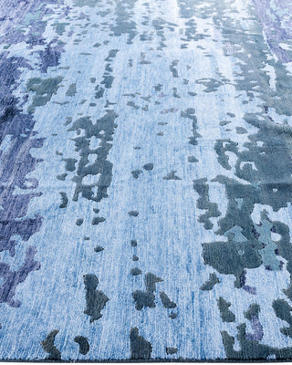 Contemporary Modern Hand Knotted Abstract Silk & Wool Blend Gray Area Rug 8' 2" x 10' 2"