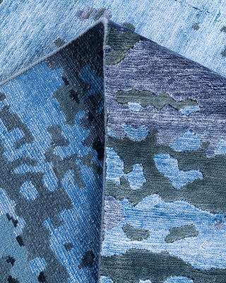 Contemporary Modern Hand Knotted Abstract Silk & Wool Blend Gray Area Rug 8' 2" x 10' 2"