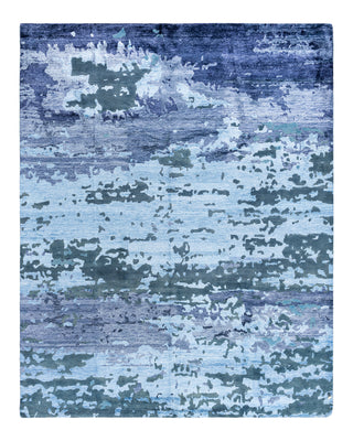 Contemporary Modern Hand Knotted Abstract Silk & Wool Blend Gray Area Rug 8' 2" x 10' 2"