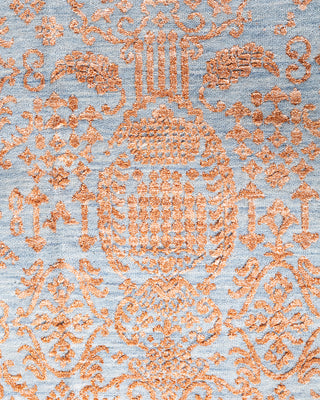 Traditional Ikat Hand Knotted Abstract Silk & Wool Blend Gold Area Rug 7' 10" x 10' 1"