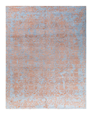 Traditional Ikat Hand Knotted Abstract Silk & Wool Blend Gold Area Rug 7' 10" x 10' 1"