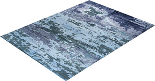 Contemporary Modern Hand Knotted Abstract Silk & Wool Blend Blue Area Rug 9' 1" x 12' 2"