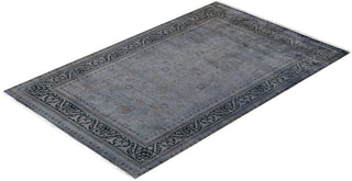 Modern Overdyed Hand Knotted Wool Gray Area Rug 4' 2" x 6' 4"