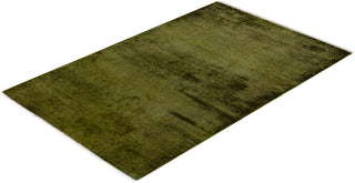 Modern Overdyed Hand Knotted Wool Green Area Rug 3' 2" x 5' 1"