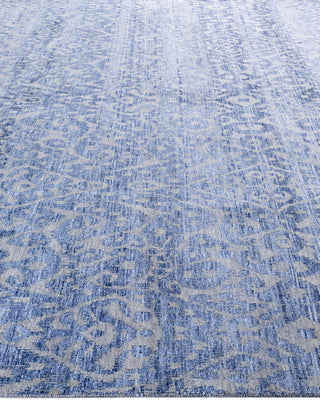 Contemporary Modern Hand Knotted Abstract Silk & Wool Blend Gray Area Rug 8' 1" x 9' 8"