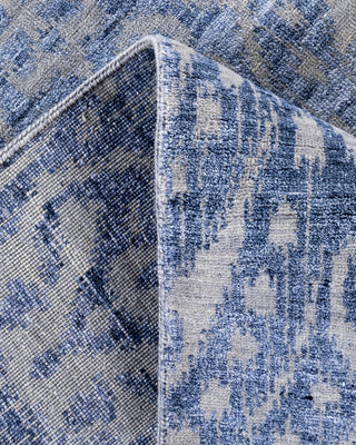 Contemporary Modern Hand Knotted Abstract Silk & Wool Blend Gray Area Rug 8' 1" x 9' 8"