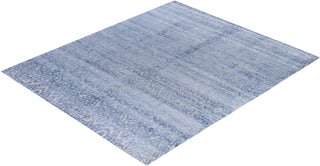 Contemporary Modern Hand Knotted Abstract Silk & Wool Blend Gray Area Rug 8' 1" x 9' 8"