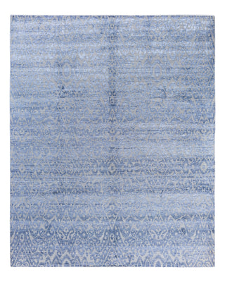 Contemporary Modern Hand Knotted Abstract Silk & Wool Blend Gray Area Rug 8' 1" x 9' 8"