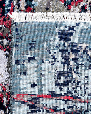 Traditional Ikat Hand Knotted Abstract Silk & Wool Blend Gray Area Rug 8' 2" x 10' 1"