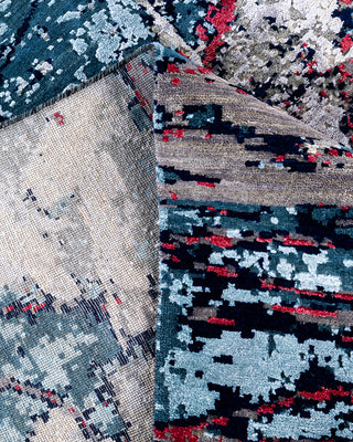 Traditional Ikat Hand Knotted Abstract Silk & Wool Blend Gray Area Rug 8' 2" x 10' 1"