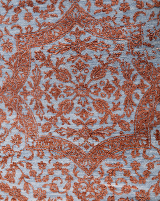 Traditional Ikat Hand Knotted Floral Silk & Wool Blend Gray Area Rug 8' 0" x 10' 0"