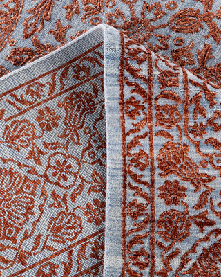 Traditional Ikat Hand Knotted Floral Silk & Wool Blend Gray Area Rug 8' 0" x 10' 0"