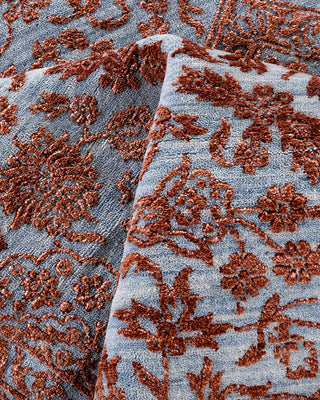 Traditional Ikat Hand Knotted Floral Silk & Wool Blend Gray Area Rug 8' 0" x 10' 0"