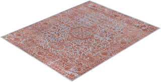 Traditional Ikat Hand Knotted Floral Silk & Wool Blend Gray Area Rug 8' 0" x 10' 0"