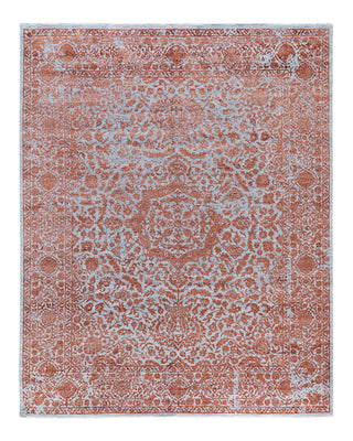 Traditional Ikat Hand Knotted Floral Silk & Wool Blend Gray Area Rug 8' 0" x 10' 0"