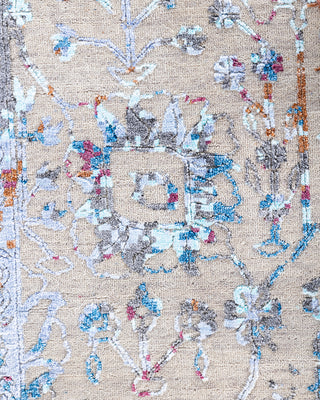 Traditional Ikat Hand Knotted Abstract Silk & Wool Blend Brown Area Rug 8' 1" x 10' 1"