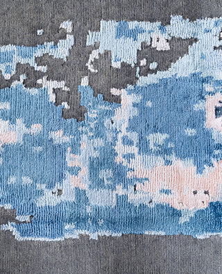 Traditional Abstarct Silk, Wool Hand Knotted Gray Area Rug 9' 0" x 12' 3"