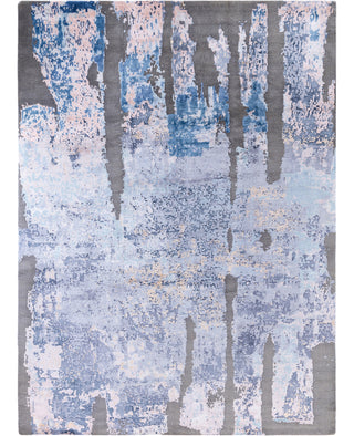 Traditional Abstarct Silk, Wool Hand Knotted Gray Area Rug 9' 0" x 12' 3"