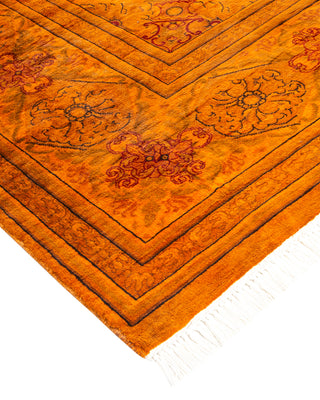 Modern Overdyed Hand Knotted Wool Orange Area Rug 8' 0" x 10' 5"